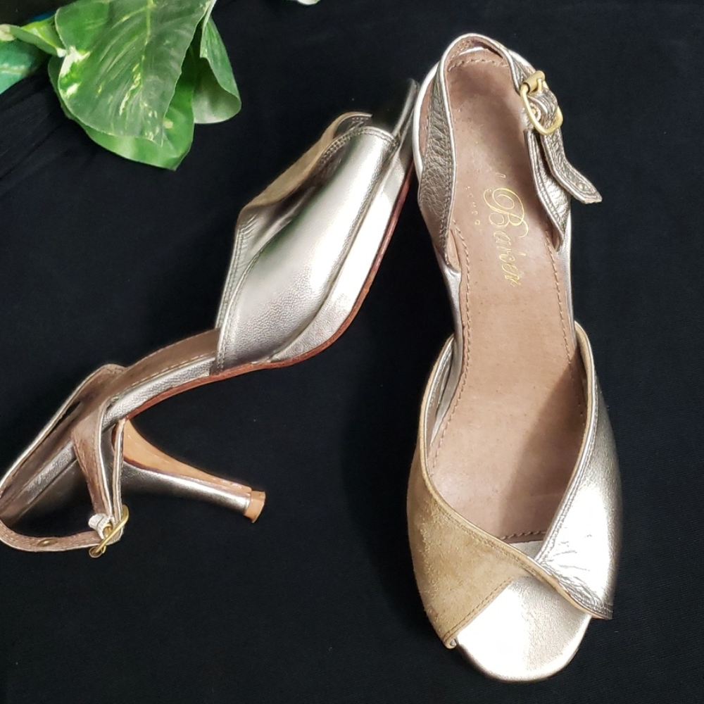 Ted Baker London Gold/Taupe, Leather/Suede Heels